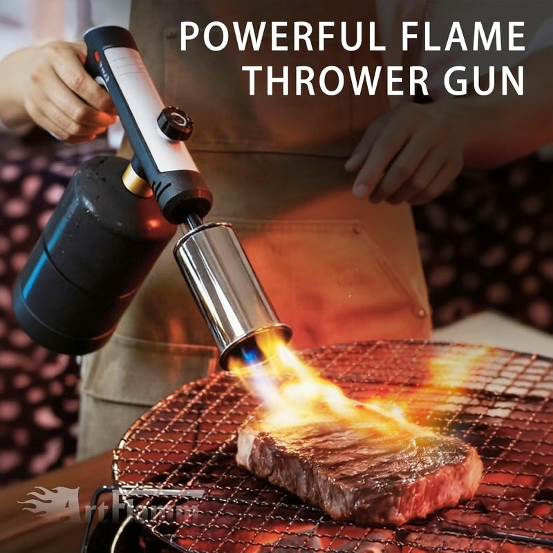 ARTFLAMM Powerful Propane Torch with One-Touch Max Fire, Kitchen Cooking Torch with Safety Lock, Adjustable Flamethrower Blow Torch for Grill, Sous Vide, BBQ, Campfire (Tank Not Included) - Image 4